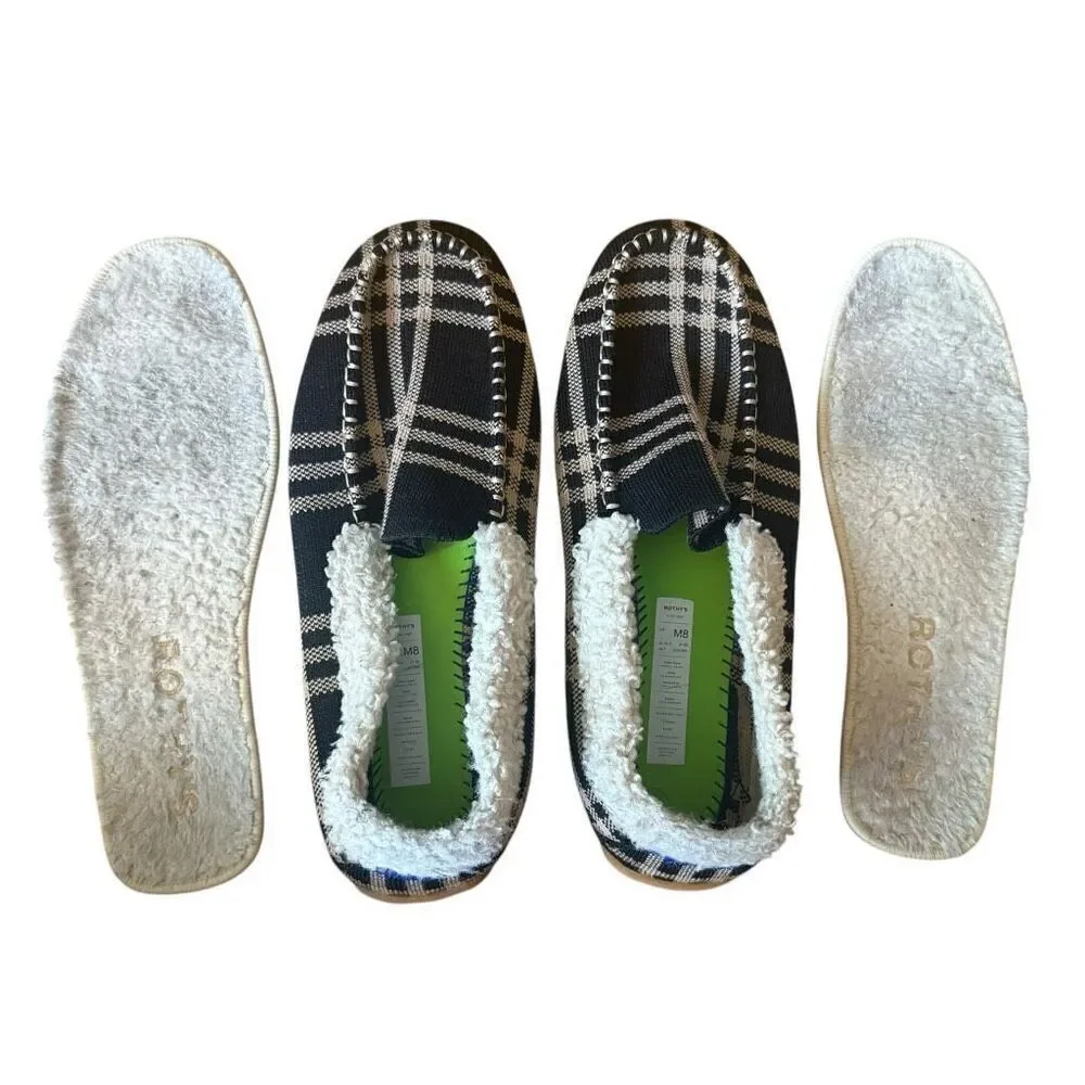 Rothy’s The Slipper Black and Camel Plaid Men’s Size 8